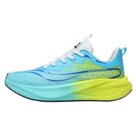 Blue, green and yellow gradient color sports shoes, unisex breathable and shock-absorbing running shoes Blue, green and yellow gradient color sports shoes, unisex breathable and shock-absorbing running shoes